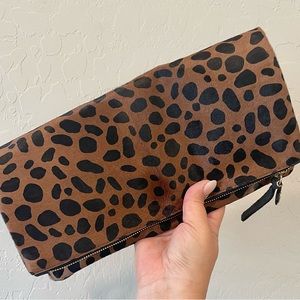 Clare V. Leopard Foldover Clutch